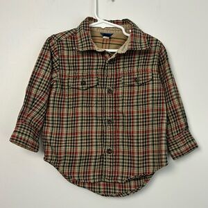 Baby Gap| Tan/Red Plaid Flannel Shirt sz 2T